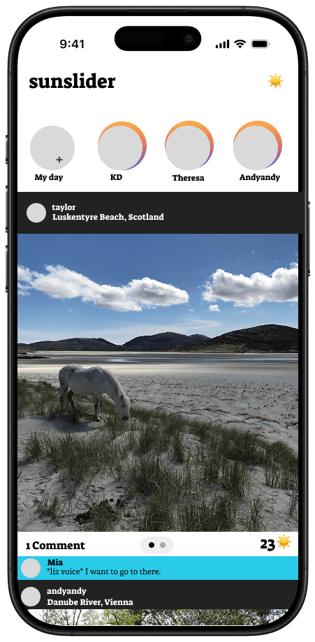 Sample Sunslider feed image showing a horse on a beach