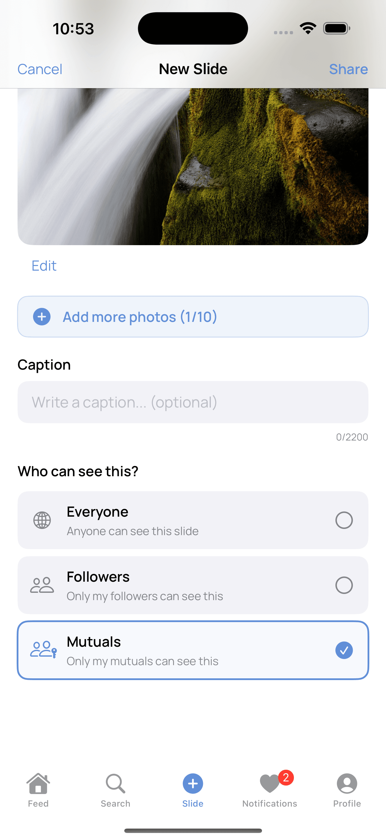 Sample Sunslider profile page showing a grid of landscape photos